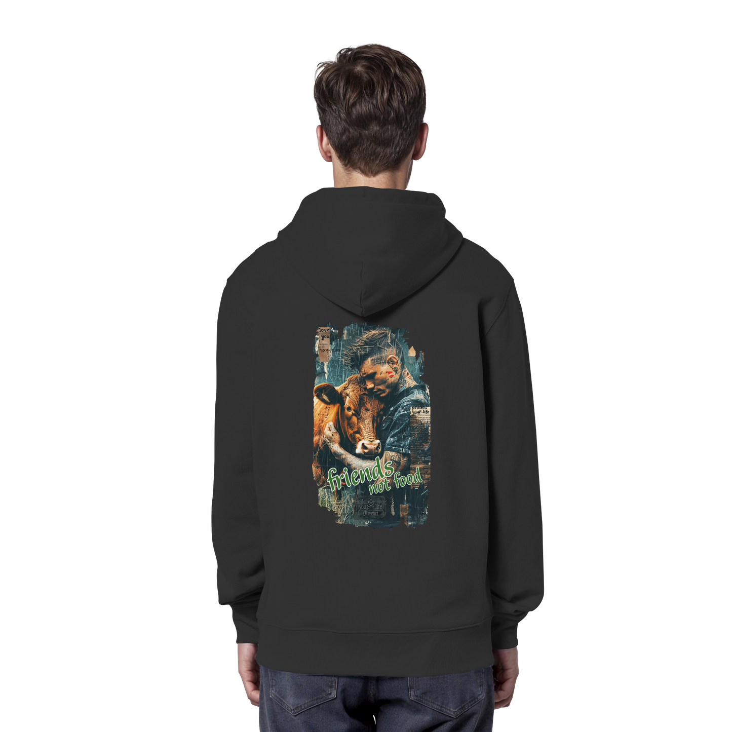 vegwear "friends not food" - unisex Bio Hoodie / Kapuzenpulli, vegan, fair