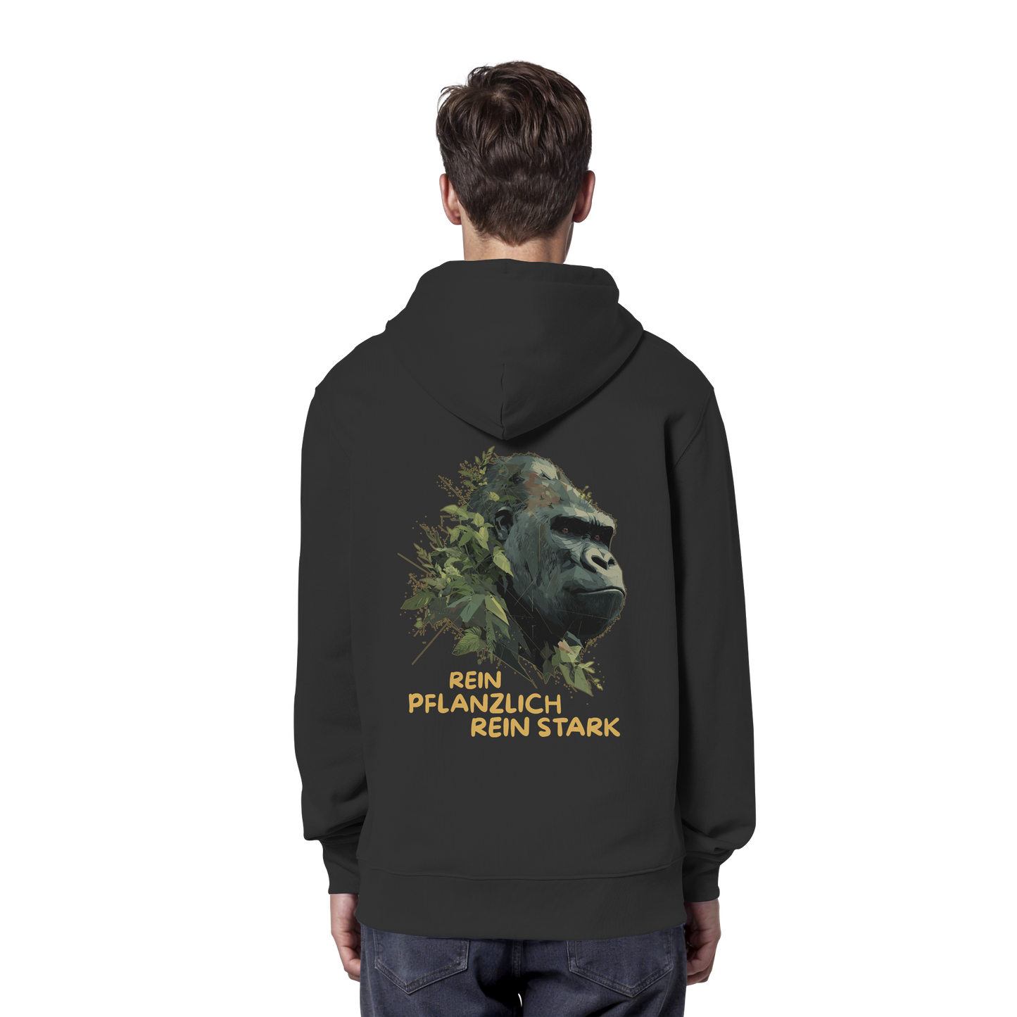 vegwear "Gorilla, rein pflanzlich rein stark - unisex Hoodie / Kapuzenpulli, bio vegan