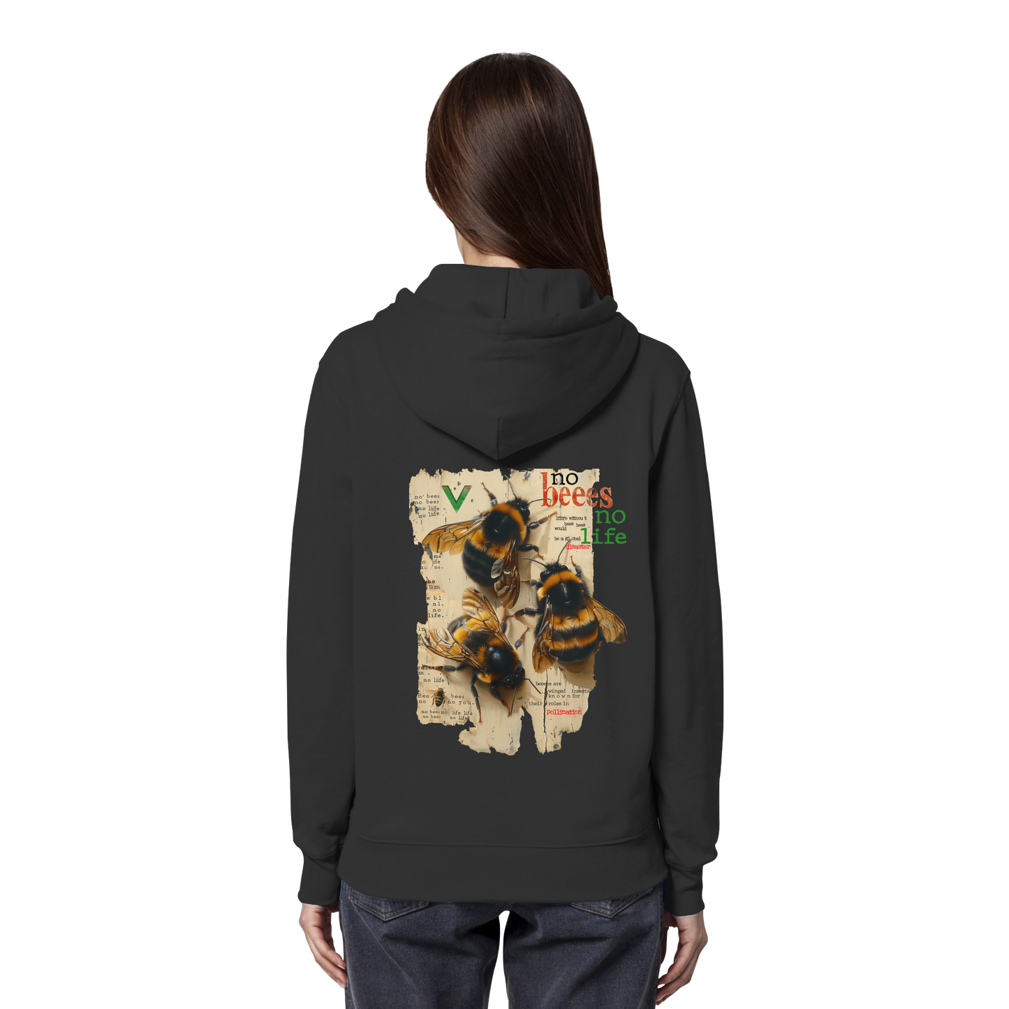 vegwear "no bees no life" - unisex Bio Hoodie / Kapuzenpulli, vegan