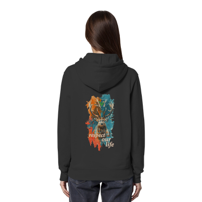 vegwear "respect our life - Hirsch" - unisex Hoodie / Kapuzenpulli