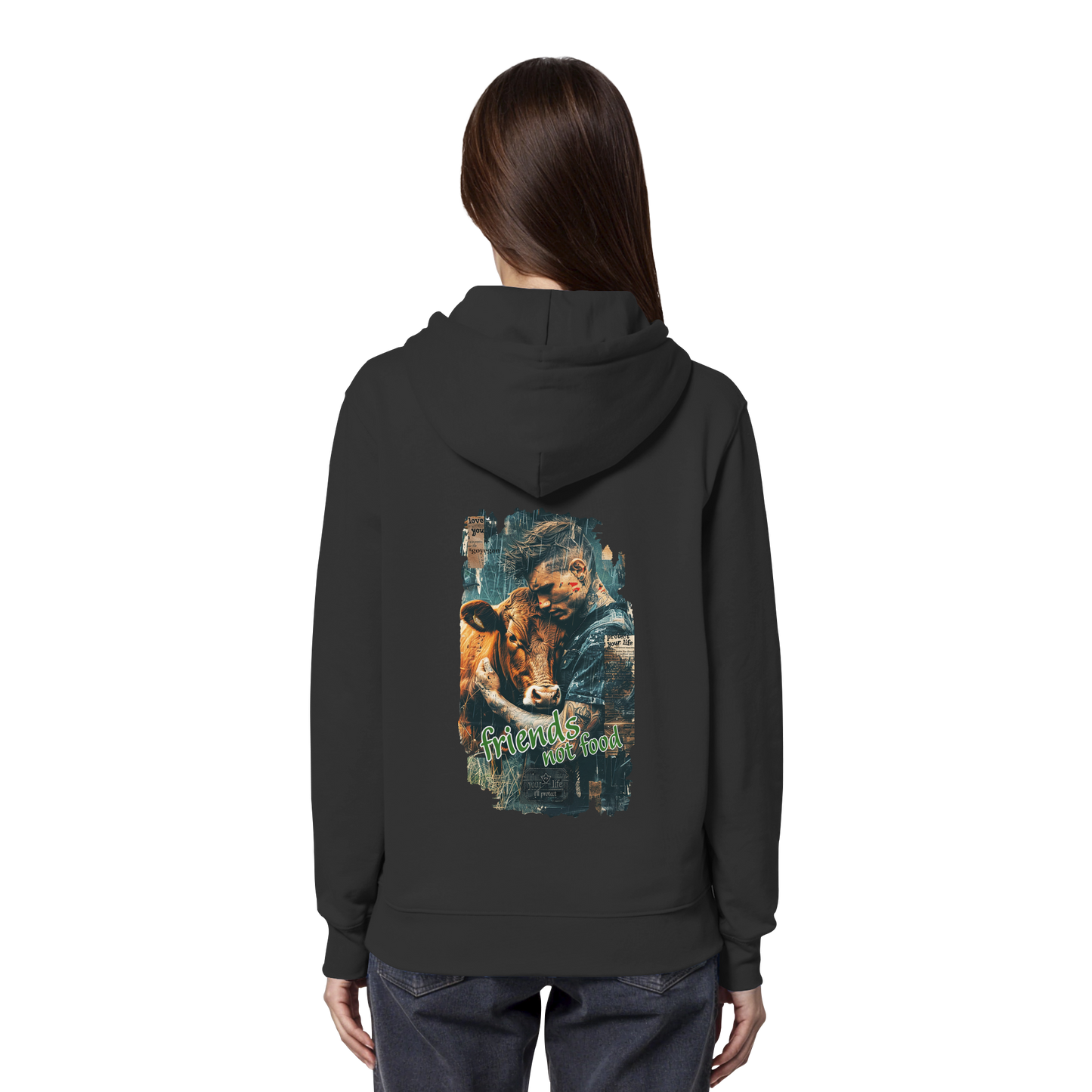vegwear "friends not food" - unisex Bio Hoodie / Kapuzenpulli, vegan, fair