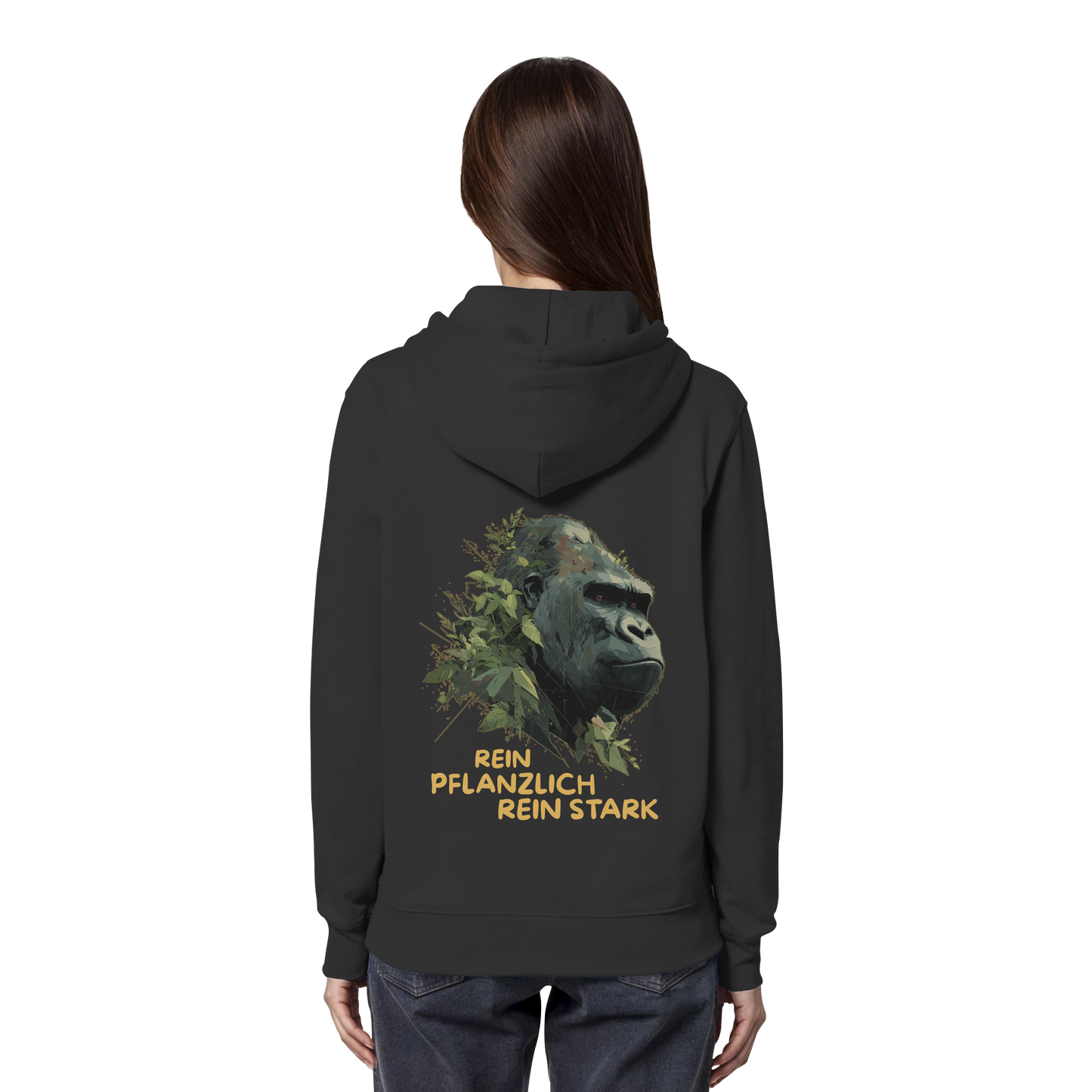 vegwear "Gorilla, rein pflanzlich rein stark - unisex Hoodie / Kapuzenpulli, bio vegan