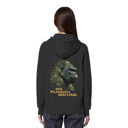 vegwear "Gorilla, rein pflanzlich rein stark - unisex Hoodie / Kapuzenpulli, bio vegan