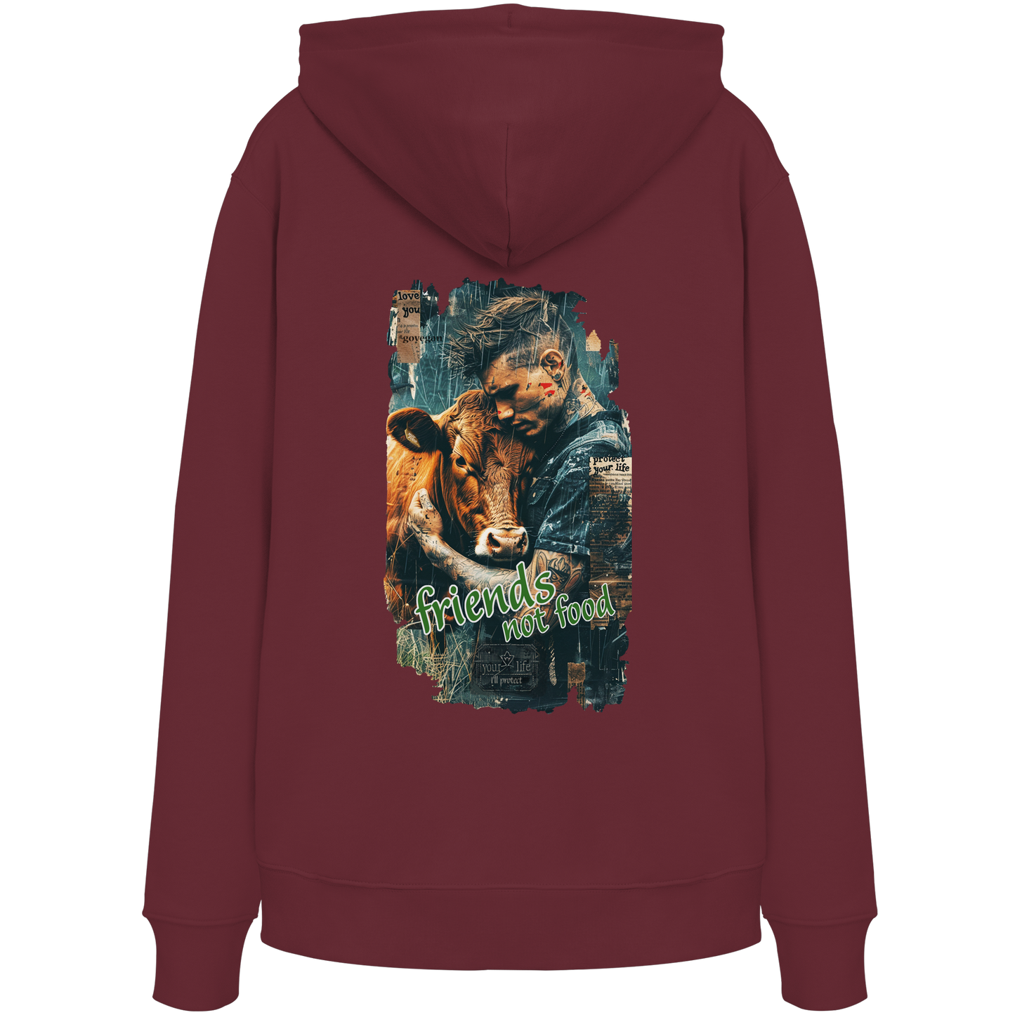 vegwear "friends not food" - unisex Bio Hoodie / Kapuzenpulli, vegan, fair