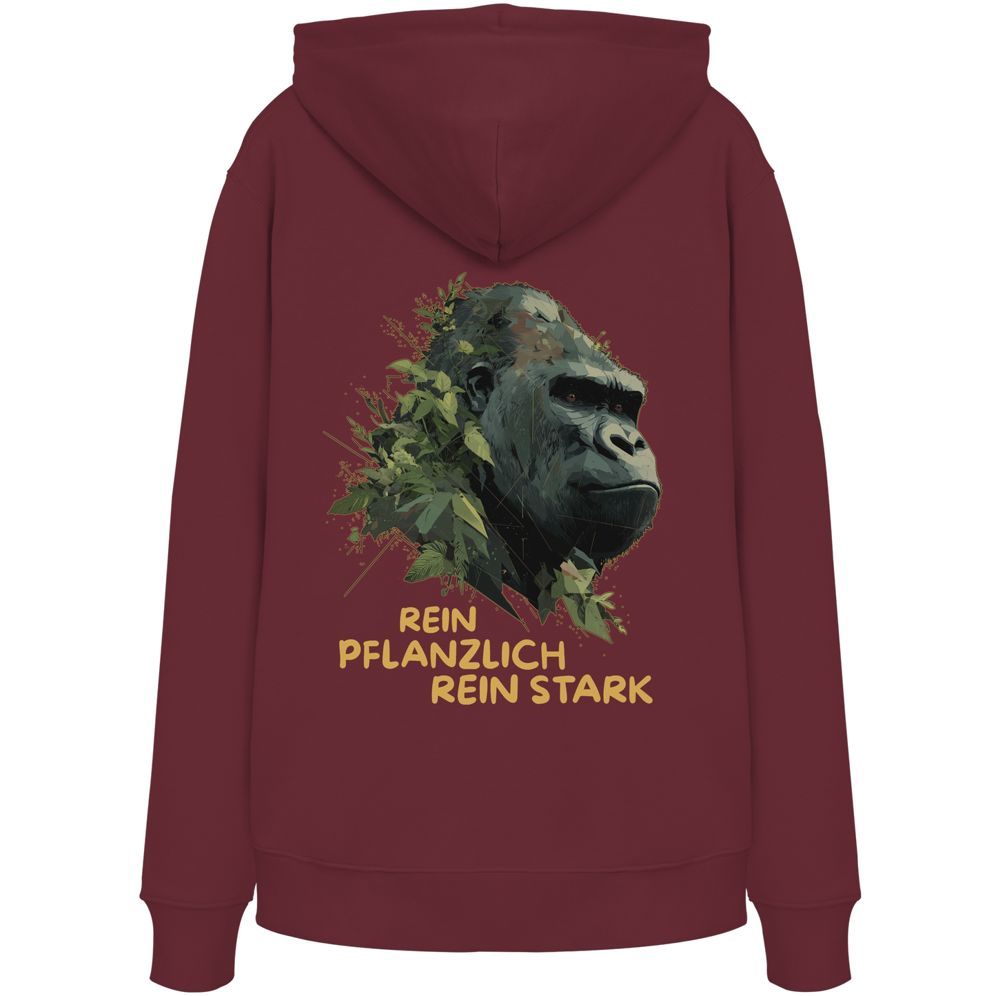 vegwear "Gorilla, rein pflanzlich rein stark - unisex Hoodie / Kapuzenpulli, bio vegan