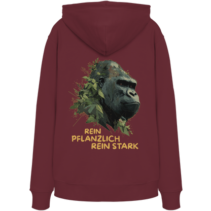 vegwear "Gorilla, rein pflanzlich rein stark - unisex Hoodie / Kapuzenpulli, bio vegan