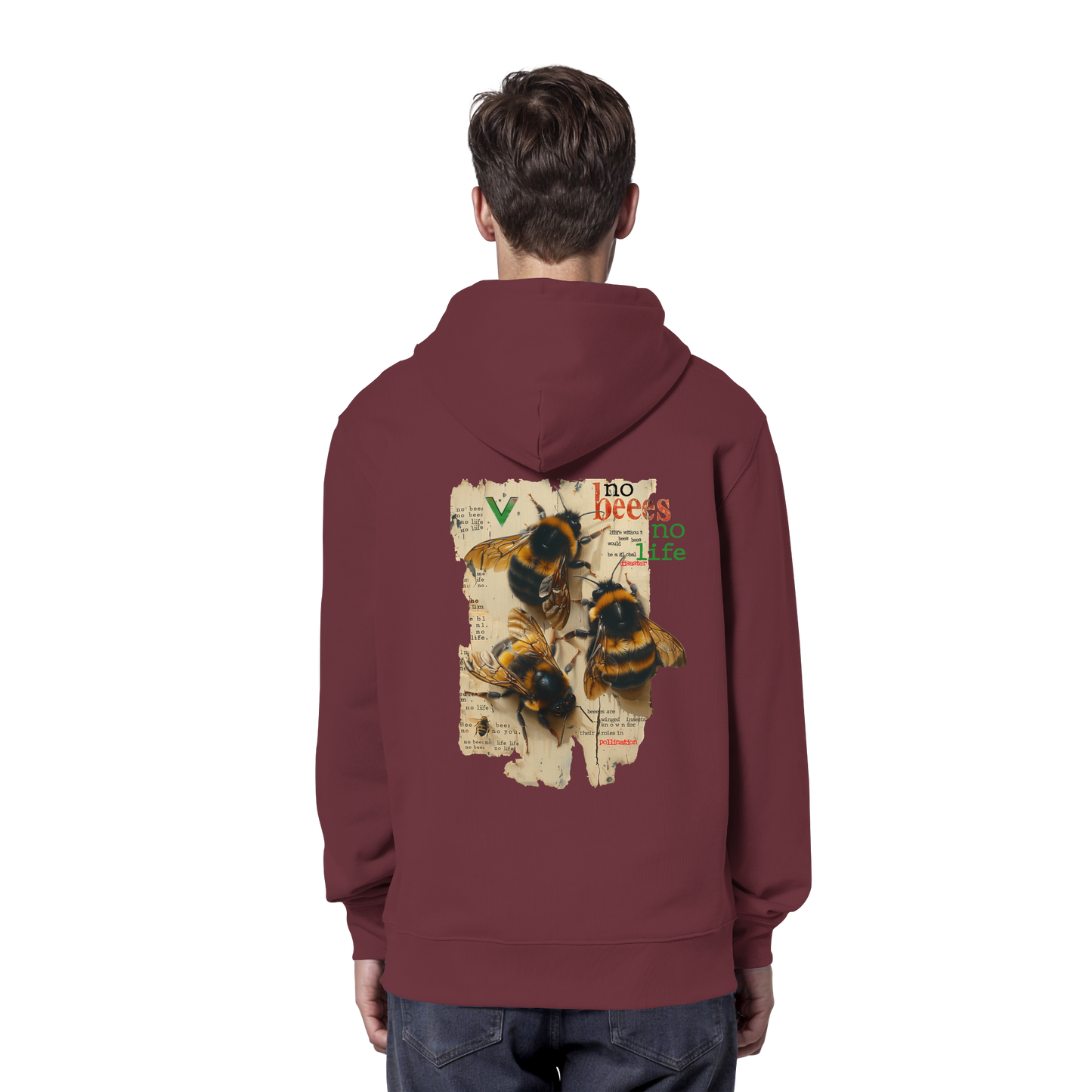 vegwear "no bees no life" - unisex Bio Hoodie / Kapuzenpulli, vegan