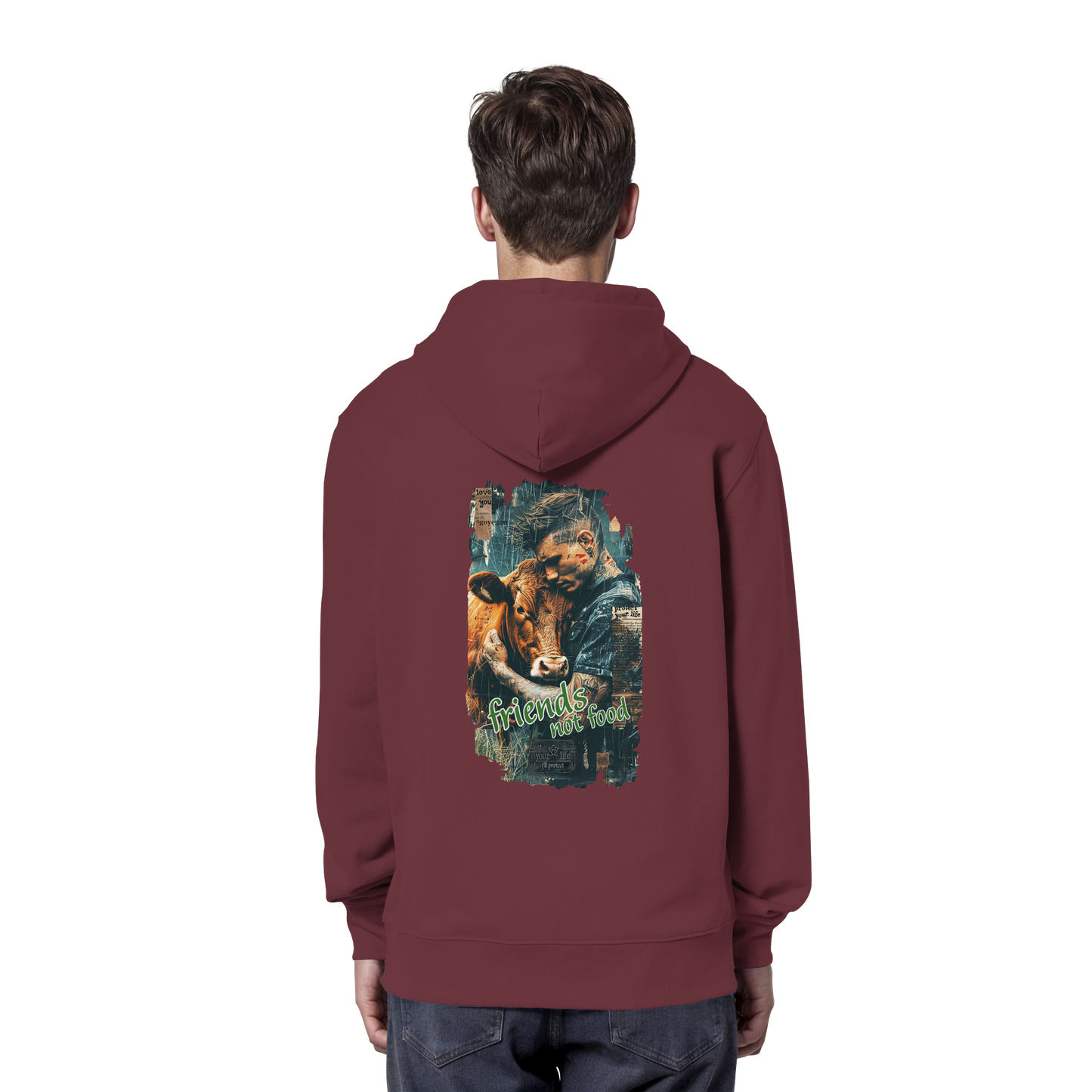 vegwear "friends not food" - unisex Bio Hoodie / Kapuzenpulli, vegan, fair