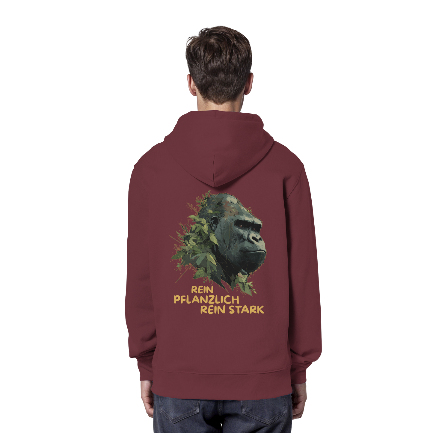 vegwear "Gorilla, rein pflanzlich rein stark - unisex Hoodie / Kapuzenpulli, bio vegan