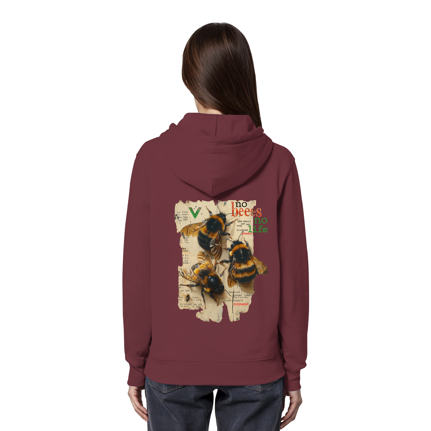 vegwear "no bees no life" - unisex Bio Hoodie / Kapuzenpulli, vegan