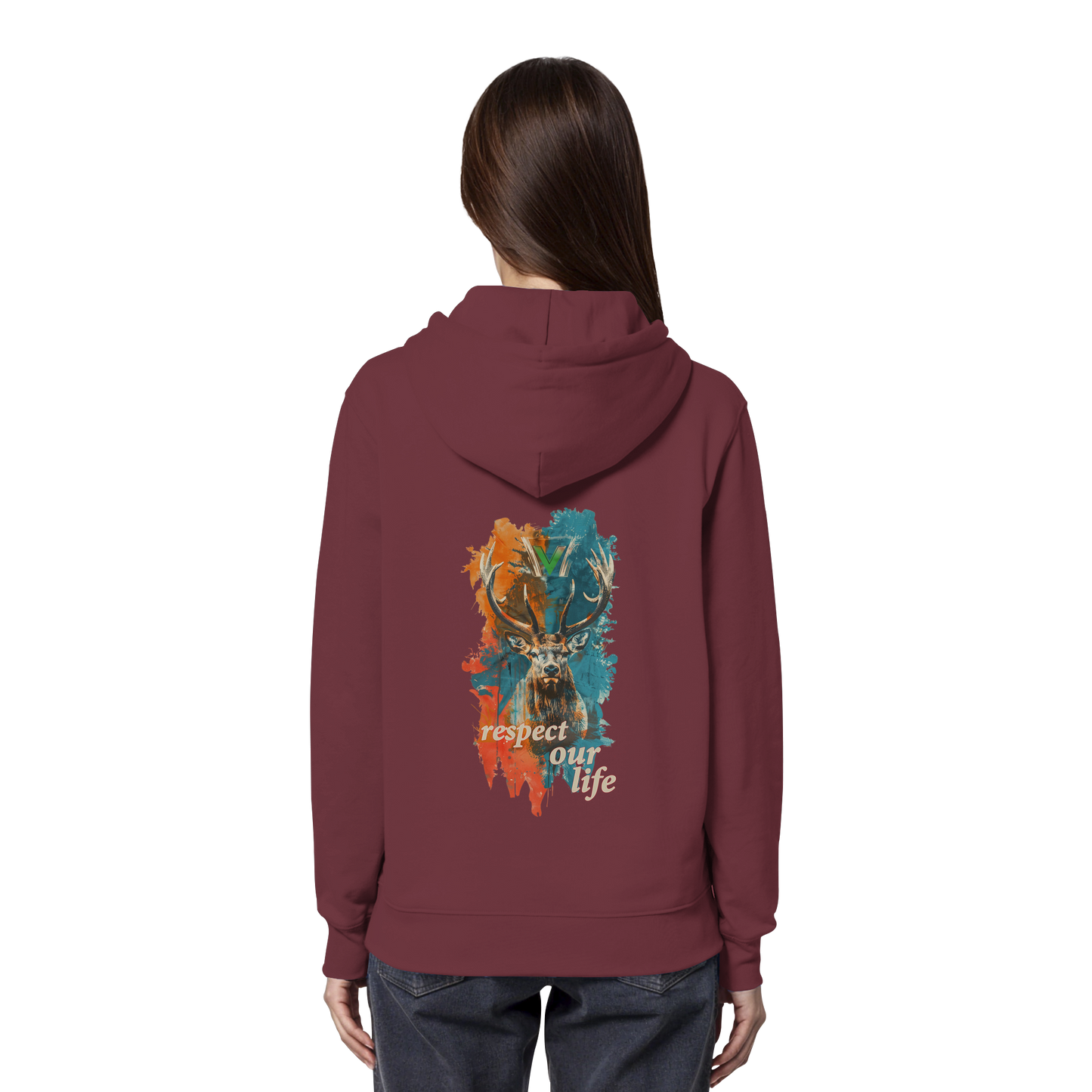 vegwear "respect our life - Hirsch" - unisex Hoodie / Kapuzenpulli