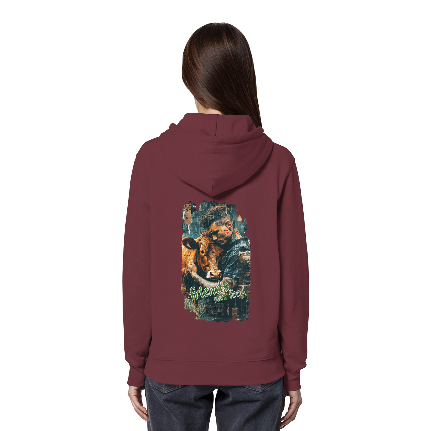 vegwear "friends not food" - unisex Bio Hoodie / Kapuzenpulli, vegan, fair