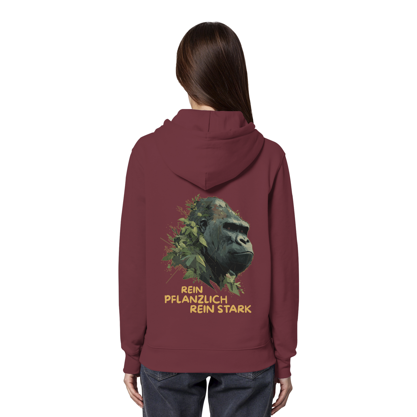 vegwear "Gorilla, rein pflanzlich rein stark - unisex Hoodie / Kapuzenpulli, bio vegan