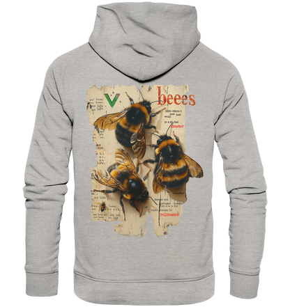 Motif "no bees, no life" - unisex organic hoodie / hooded sweatshirt