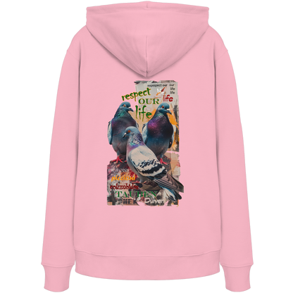 vegwear "respect our life - Tauben" - unisex Bio Hoodie / Kapuzenpulli