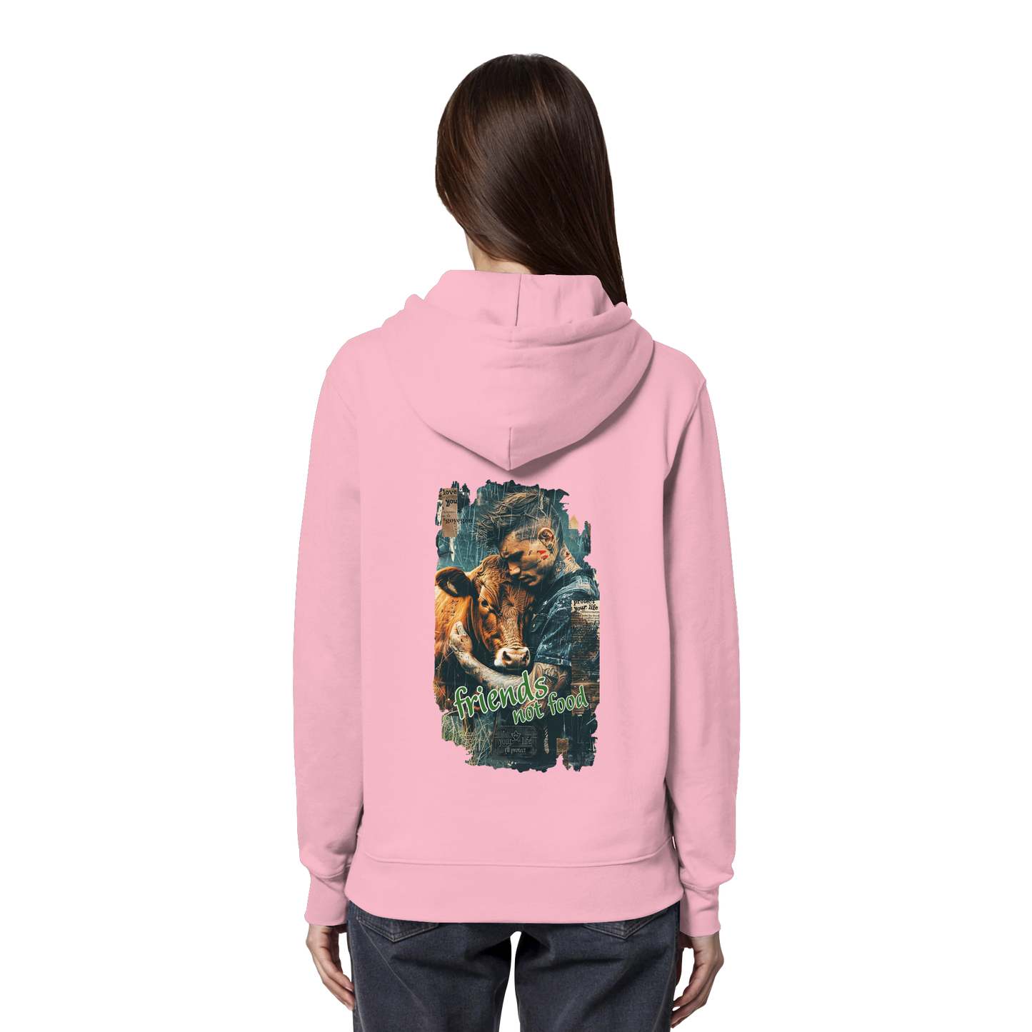 vegwear "friends not food" - unisex Bio Hoodie / Kapuzenpulli, vegan, fair