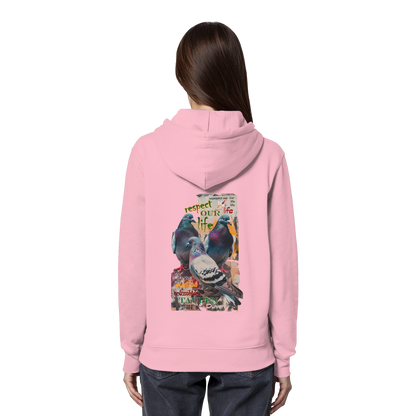 vegwear "respect our life - Tauben" - unisex Bio Hoodie / Kapuzenpulli