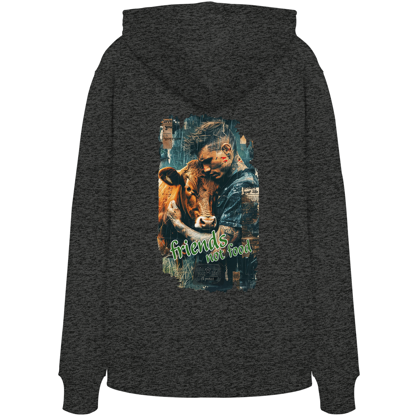 vegwear "friends not food" - unisex Bio Hoodie / Kapuzenpulli, vegan, fair