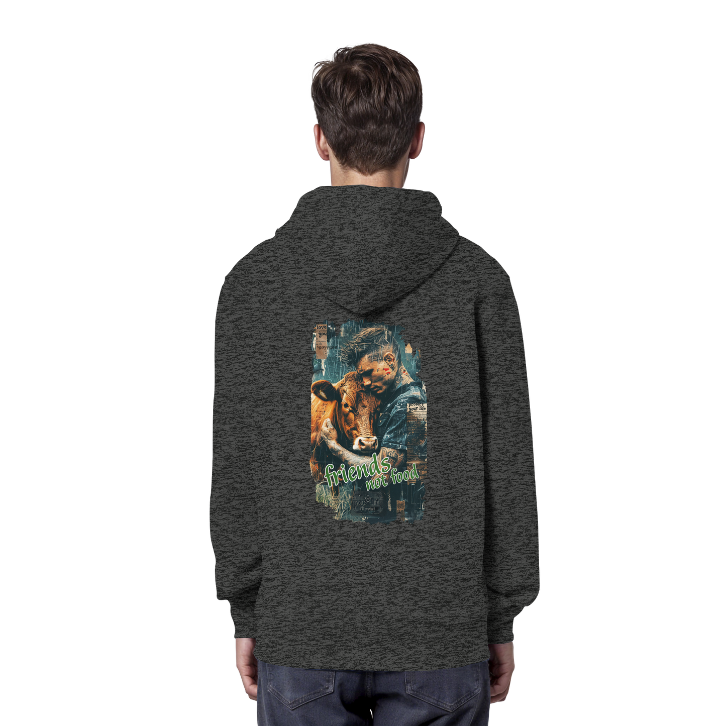 vegwear "friends not food" - unisex Bio Hoodie / Kapuzenpulli, vegan, fair