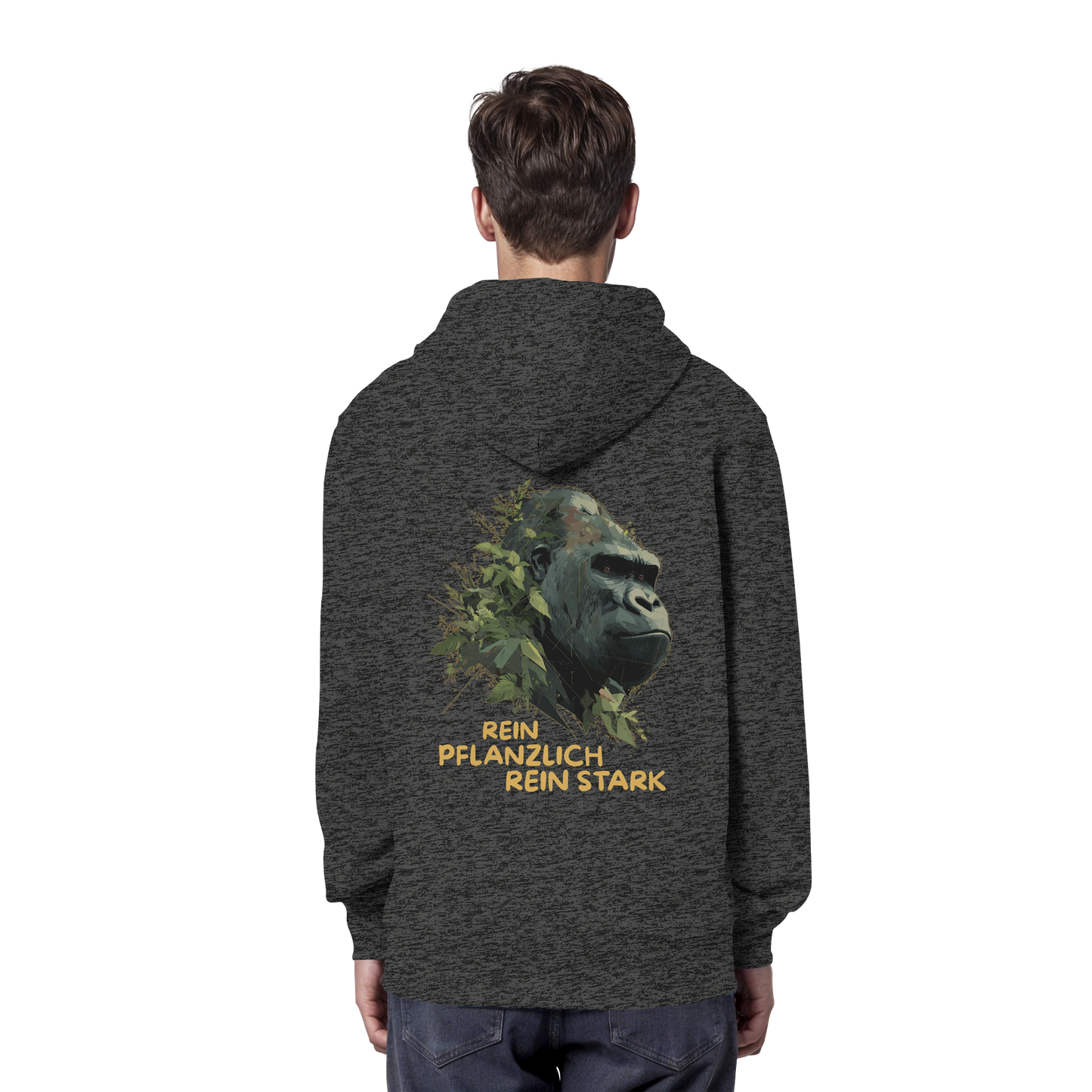 vegwear "Gorilla, rein pflanzlich rein stark - unisex Hoodie / Kapuzenpulli, bio vegan