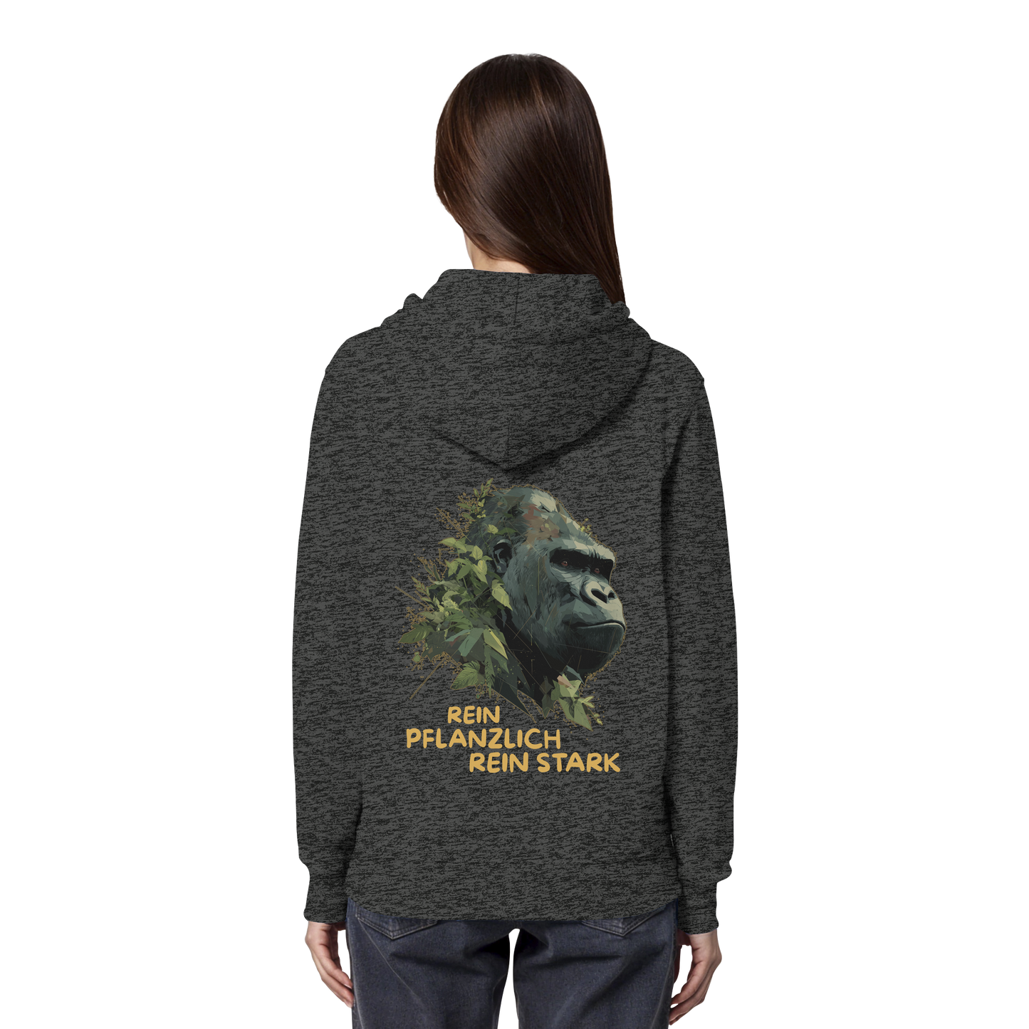 vegwear "Gorilla, rein pflanzlich rein stark - unisex Hoodie / Kapuzenpulli, bio vegan