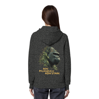 vegwear "Gorilla, rein pflanzlich rein stark - unisex Hoodie / Kapuzenpulli, bio vegan