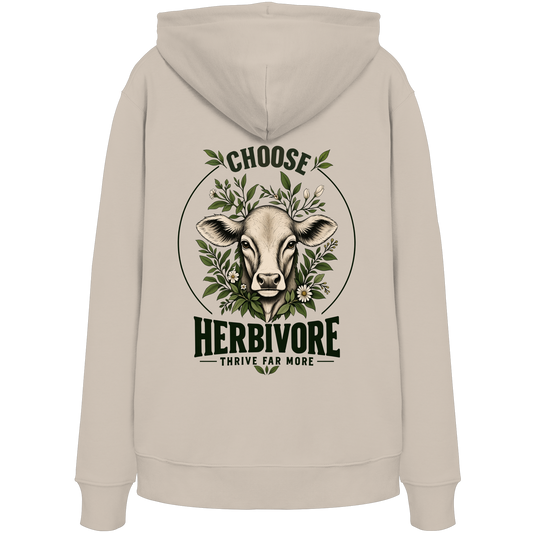 veganer unisex Hoodie / Kapuzenpulli - "choose herbivore" - Bio Baumwolle - vegwear