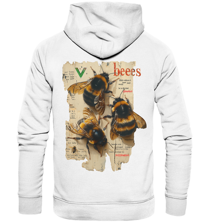 Motif "no bees, no life" - unisex organic hoodie / hooded sweatshirt