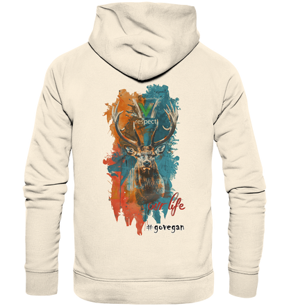 Motiv "respect our life, go vegan" - unisex Bio Hoodie / Kapuzenpulli