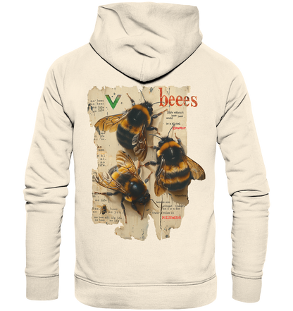 Motif "no bees, no life" - unisex organic hoodie / hooded sweatshirt