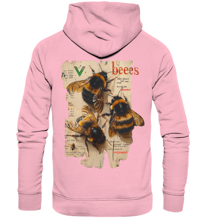 Motif "no bees, no life" - unisex organic hoodie / hooded sweatshirt