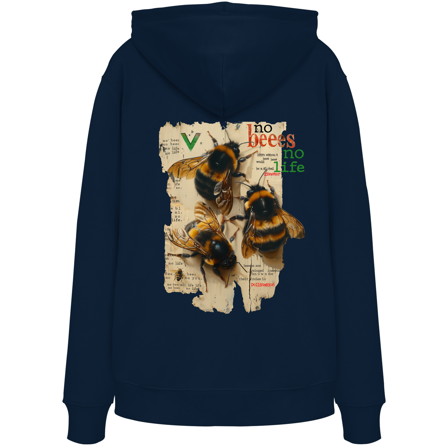 vegwear "no bees no life" - unisex Bio Hoodie / Kapuzenpulli, vegan