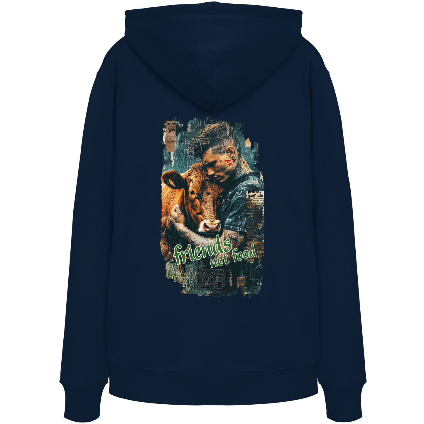 vegwear "friends not food" - unisex Bio Hoodie / Kapuzenpulli, vegan, fair