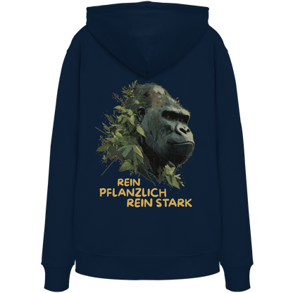vegwear "Gorilla, rein pflanzlich rein stark - unisex Hoodie / Kapuzenpulli, bio vegan