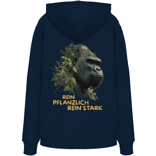 veganes unisex Hoodie / Kapuzenpulli - "rein pflanzlich rein stark" - Bio-Baumwolle - vegwear