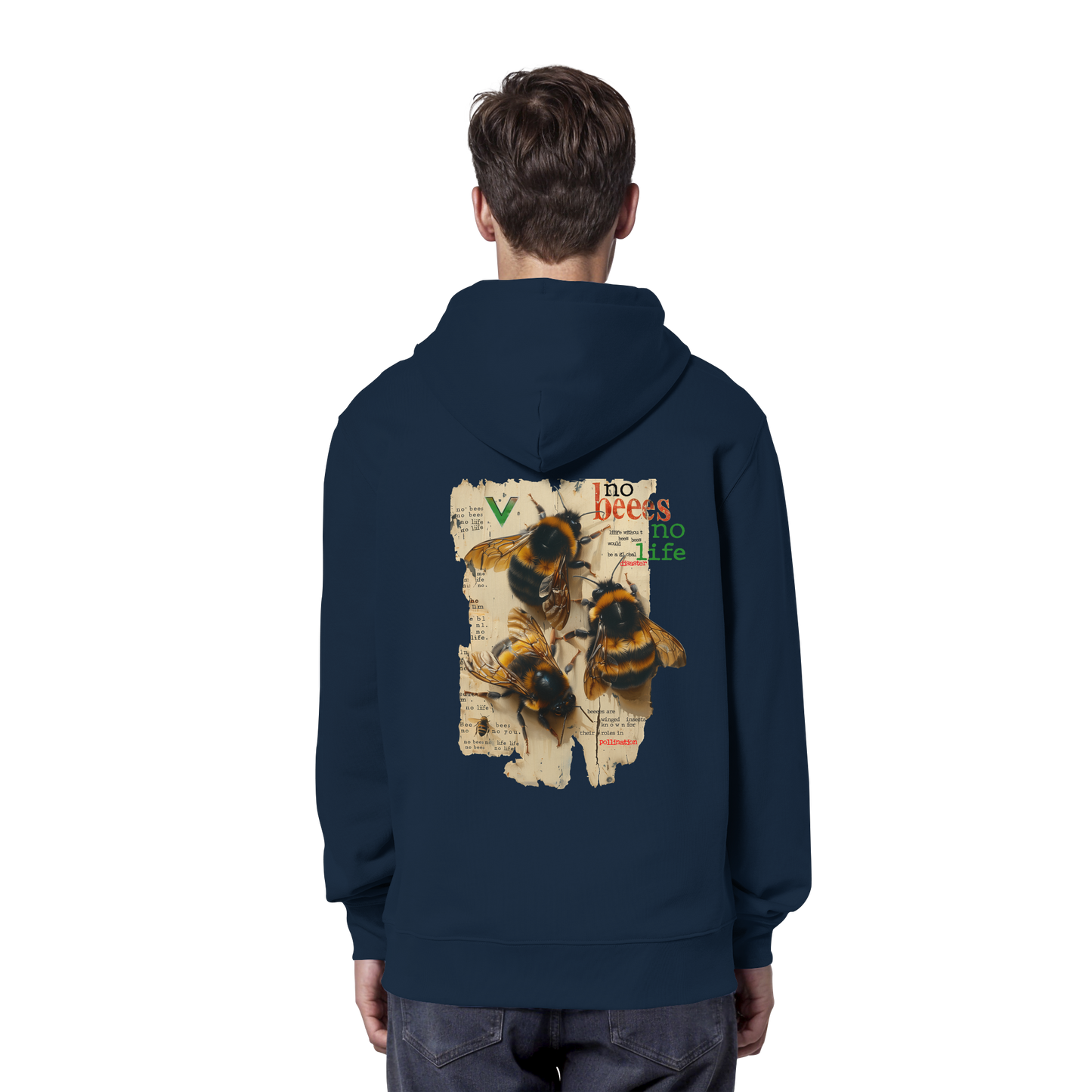 vegwear "no bees no life" - unisex Bio Hoodie / Kapuzenpulli, vegan