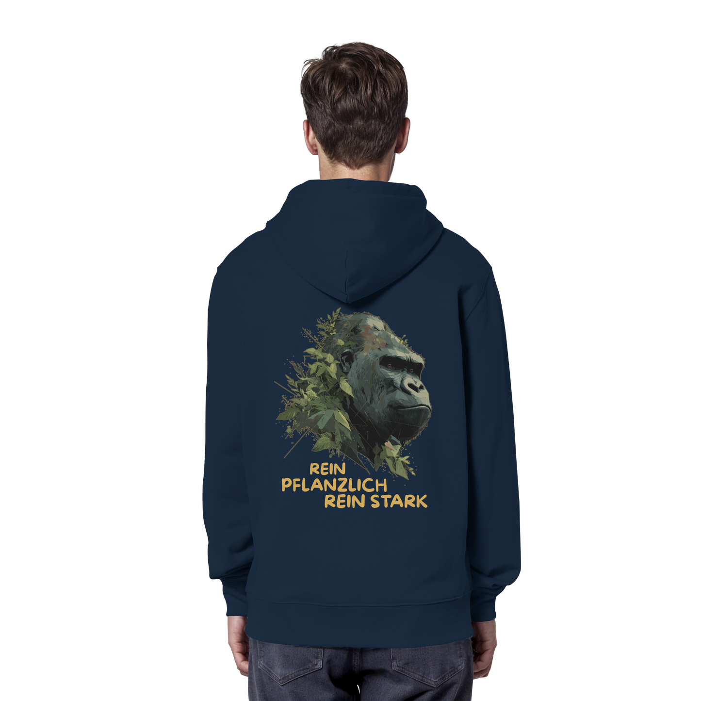 vegwear "Gorilla, rein pflanzlich rein stark - unisex Hoodie / Kapuzenpulli, bio vegan