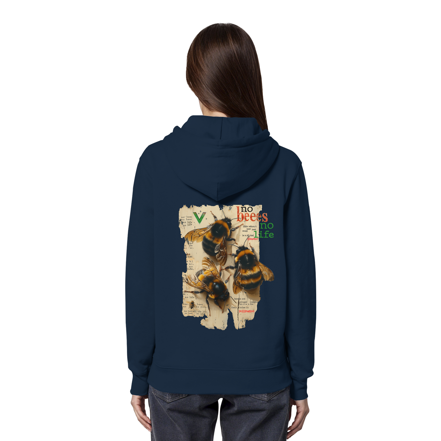 vegwear "no bees no life" - unisex Bio Hoodie / Kapuzenpulli, vegan