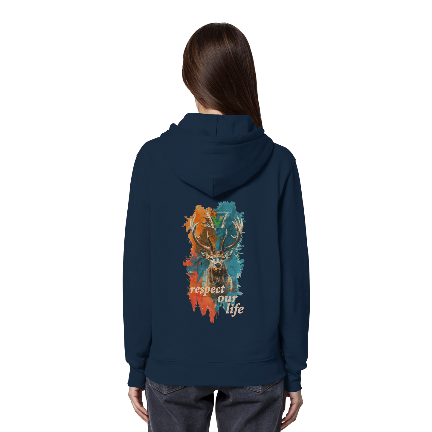 vegwear "respect our life - Hirsch" - unisex Hoodie / Kapuzenpulli