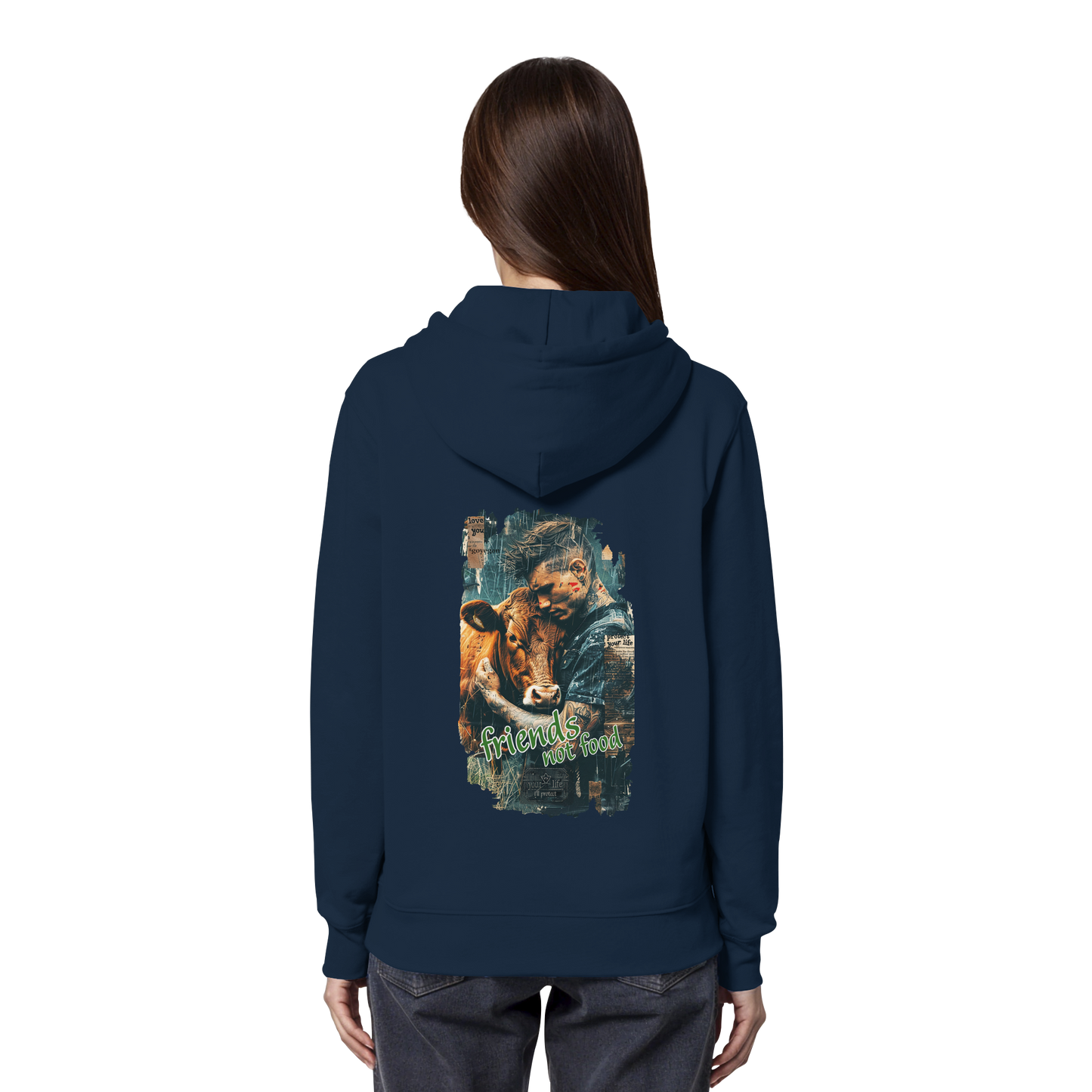 vegwear "friends not food" - unisex Bio Hoodie / Kapuzenpulli, vegan, fair