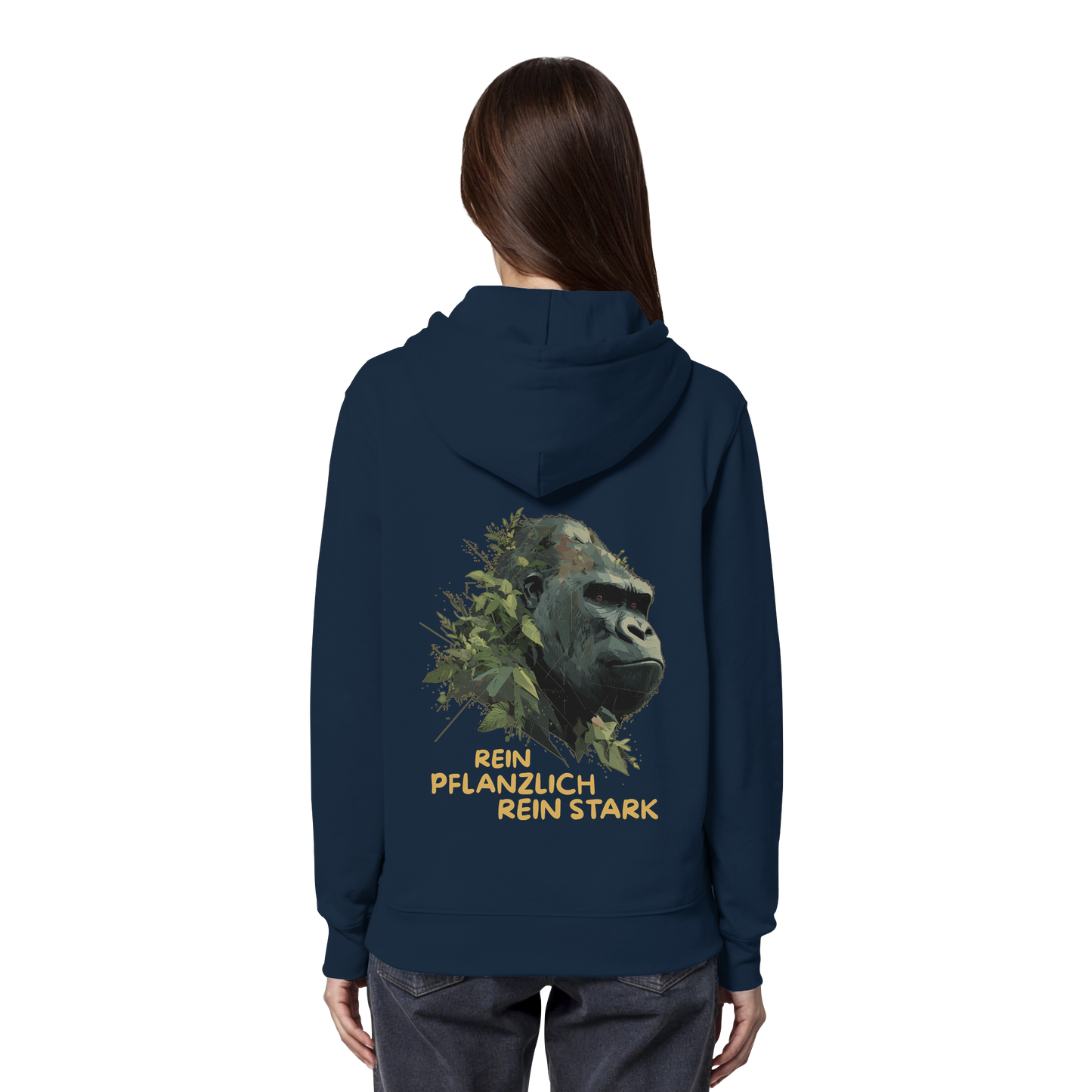 vegwear "Gorilla, rein pflanzlich rein stark - unisex Hoodie / Kapuzenpulli, bio vegan