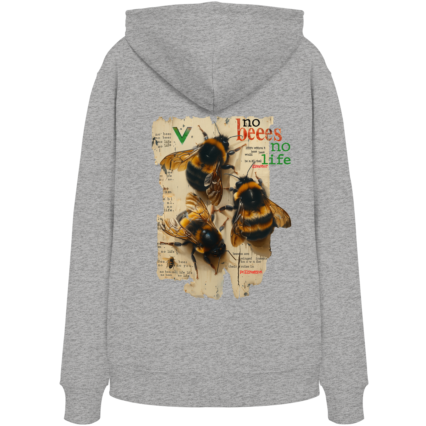 vegwear "no bees no life" - unisex Bio Hoodie / Kapuzenpulli, vegan
