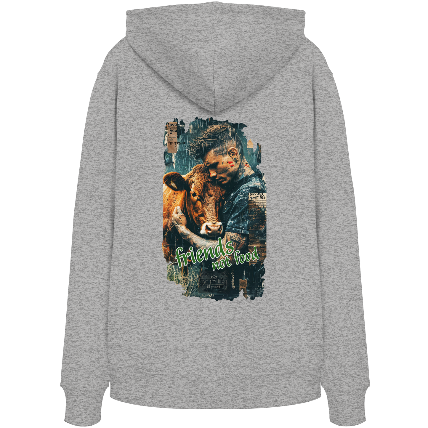 vegwear "friends not food" - unisex Bio Hoodie / Kapuzenpulli, vegan, fair