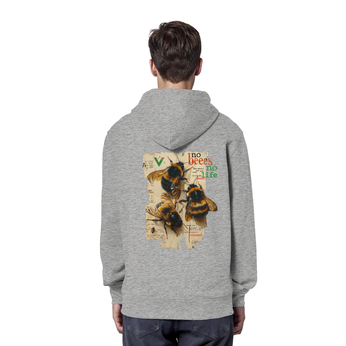 vegwear "no bees no life" - unisex Bio Hoodie / Kapuzenpulli, vegan