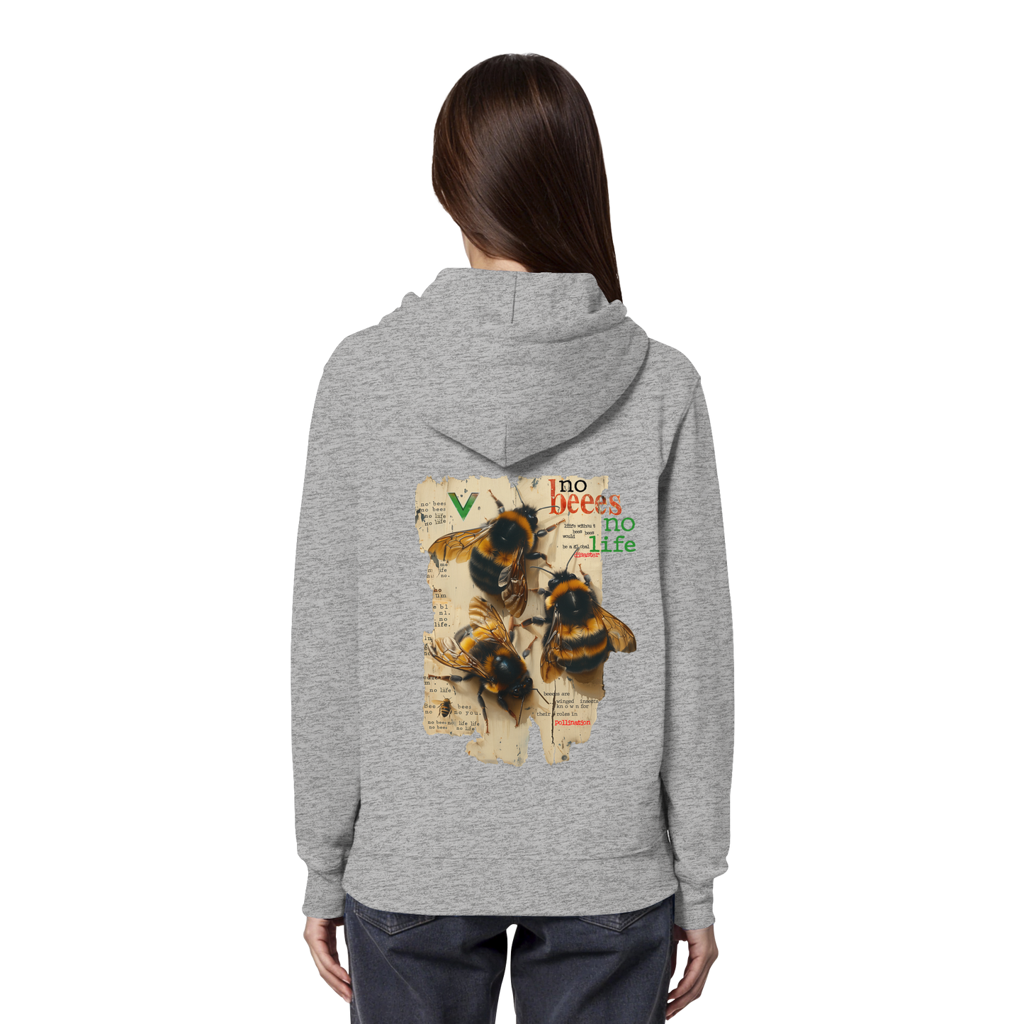 vegwear "no bees no life" - unisex Bio Hoodie / Kapuzenpulli, vegan