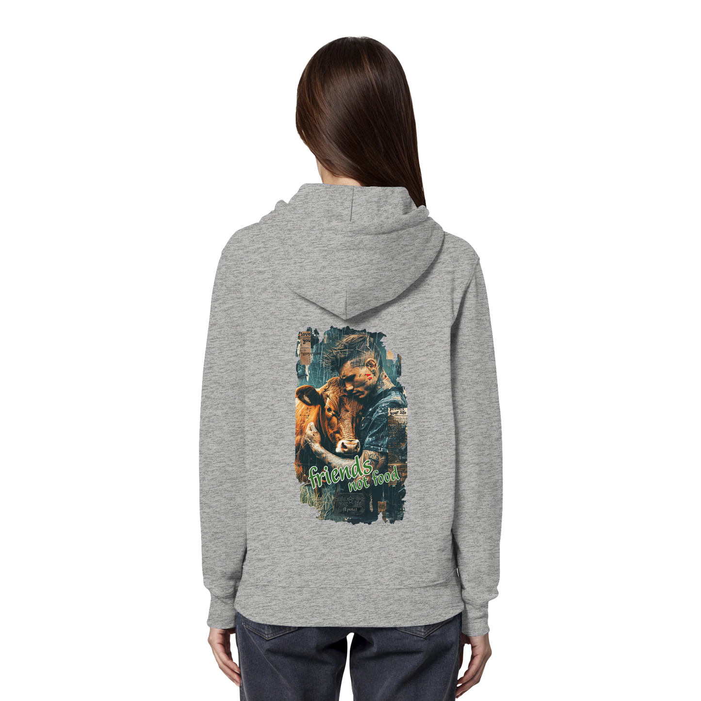 vegwear "friends not food" - unisex Bio Hoodie / Kapuzenpulli, vegan, fair