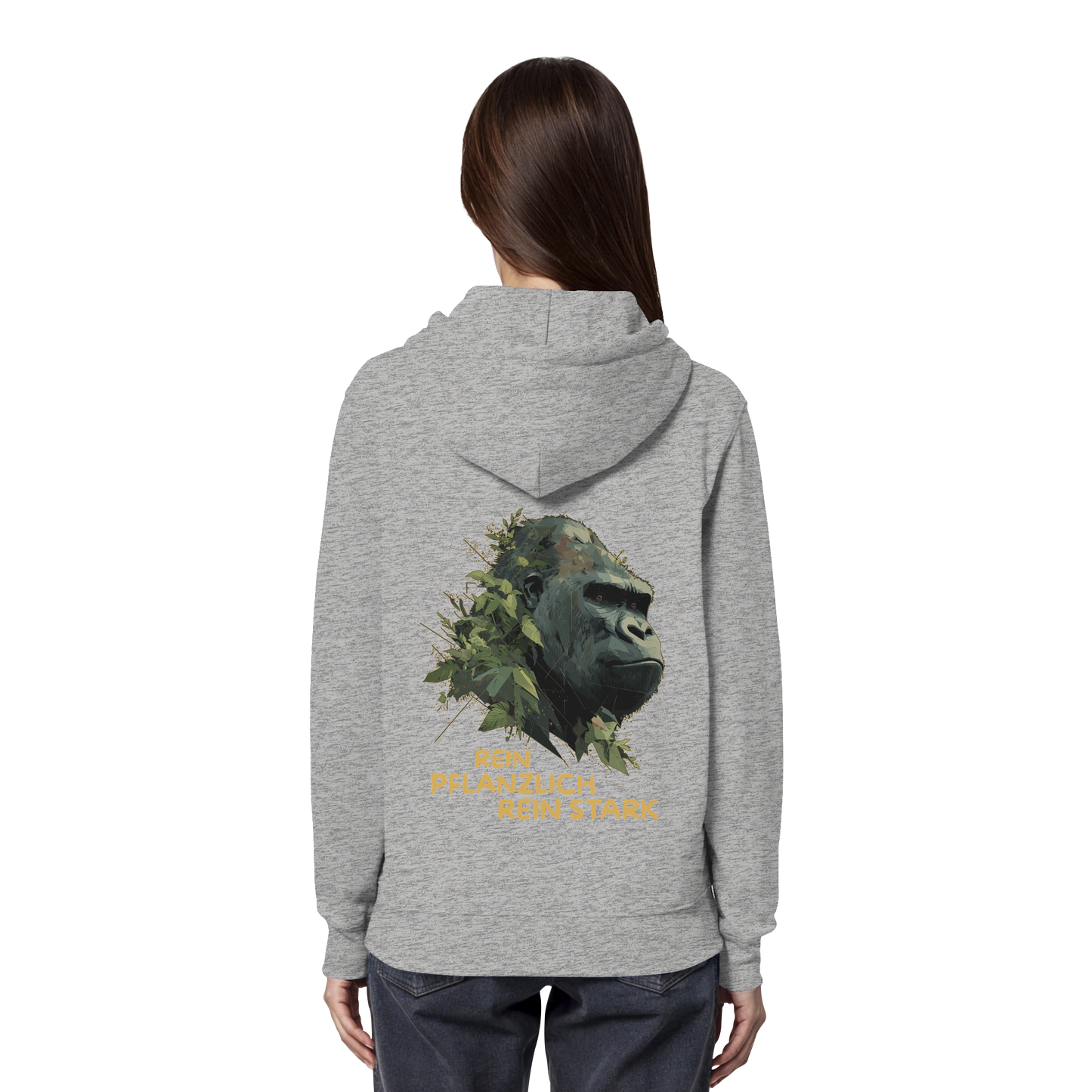 vegwear "Gorilla, rein pflanzlich rein stark - unisex Hoodie / Kapuzenpulli, bio vegan