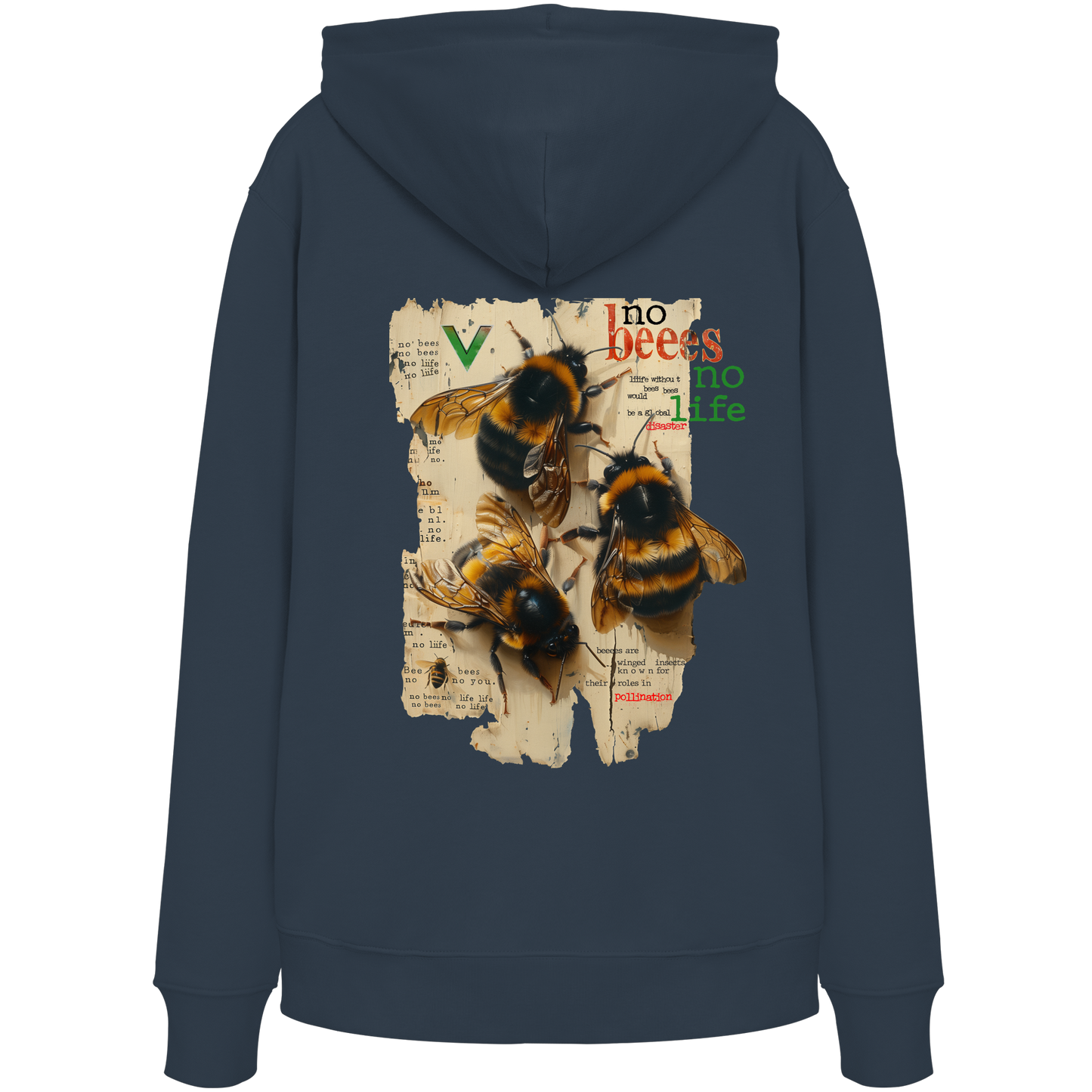 vegwear "no bees no life" - unisex Bio Hoodie / Kapuzenpulli, vegan