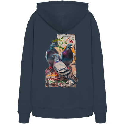vegwear "respect our life - Tauben" - unisex Bio Hoodie / Kapuzenpulli