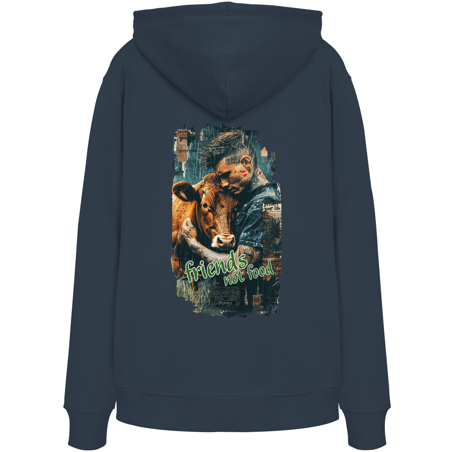vegwear "friends not food" - unisex Bio Hoodie / Kapuzenpulli, vegan, fair